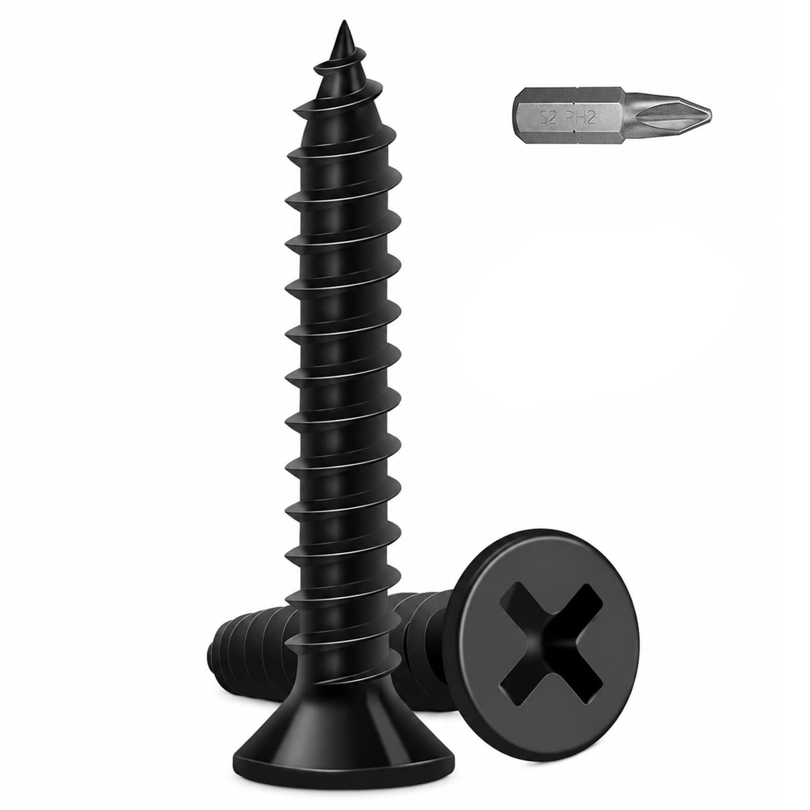 Zynthor 50Pcs M5 x 30mm Black Wood Screws, Countersunk Self Tapping Screws