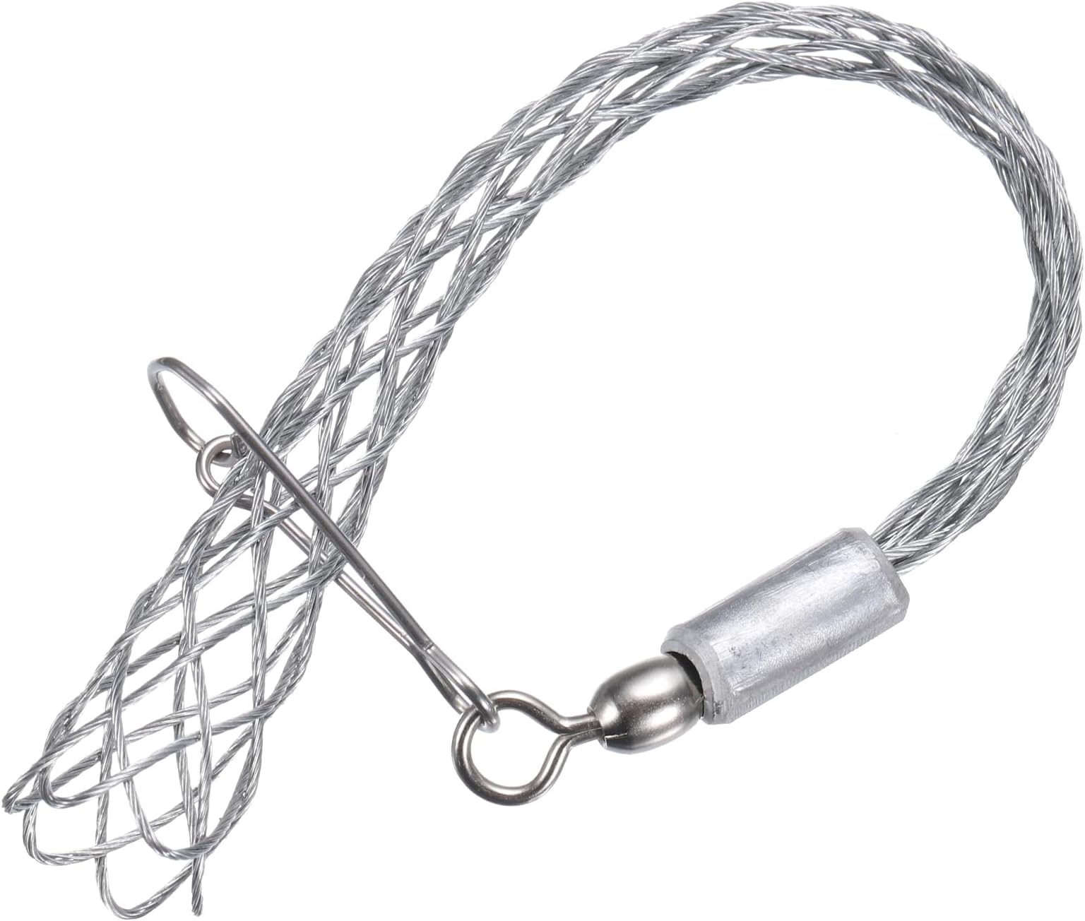 MECCANIXITY Cable Pulling Grip for 9-12mm Cable 20cm Small Rotating Wire Mesh Puller Socks Grip Single Head Galvanizing Steel Wire Grips Net Cover Smooth,1 Pcs(Silver)