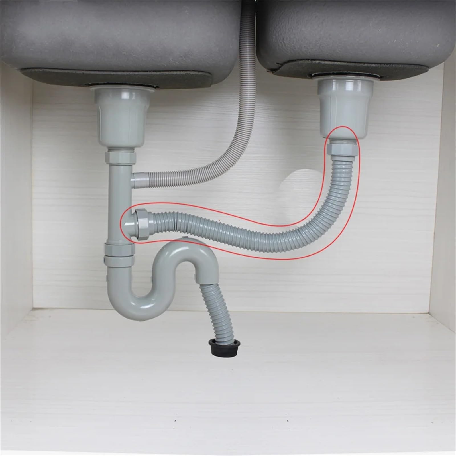 2 stücke Waschbecken Abflussrohr 45cm Küche Ablauf Schlauch Anschluss Drainage Rohr Doppel Headed Spirale Gewinde