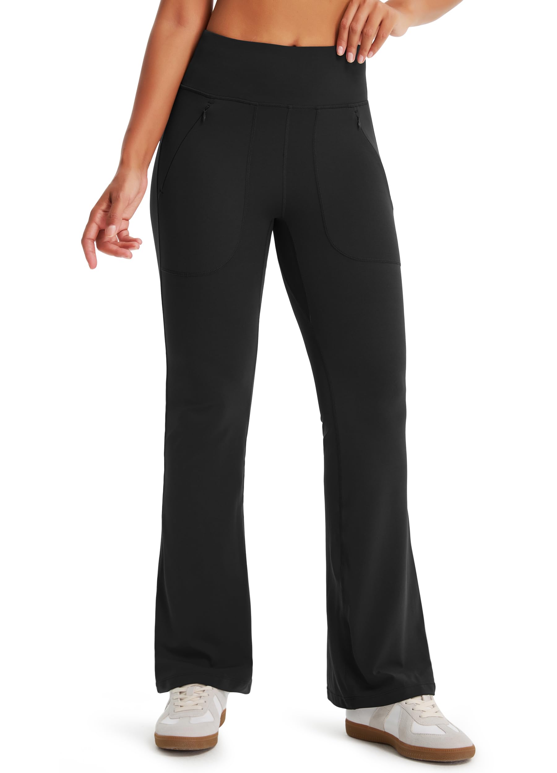 Libin Leggings Deportivos Acampanados para Mujer, Cintura Alta, Opacos, Pantalones de Yoga, Campana, Oficina, Gimnasio, Casual, Pilates, para Gimnasio con Bolsillos