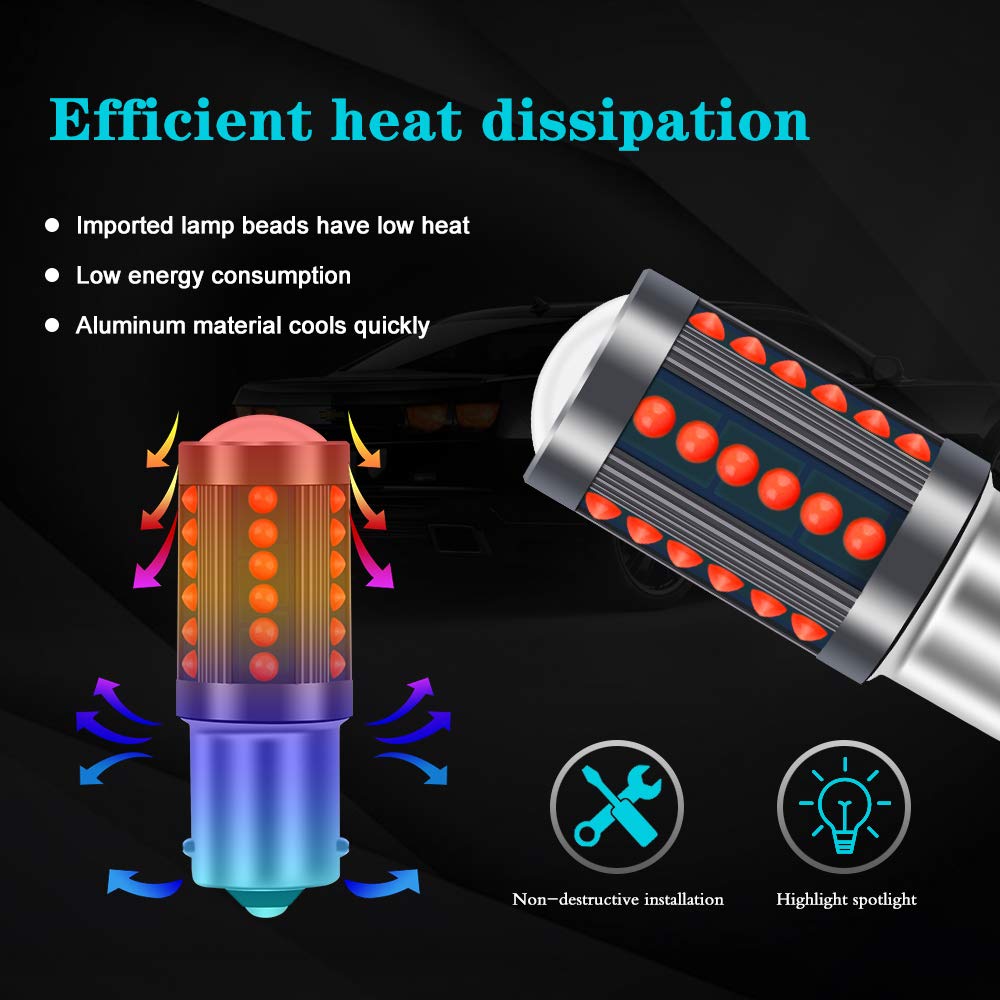 2 uds rojo 1156 BA15S P21W 36SMD LED luz de señal de freno trasero bombilla de lámpara