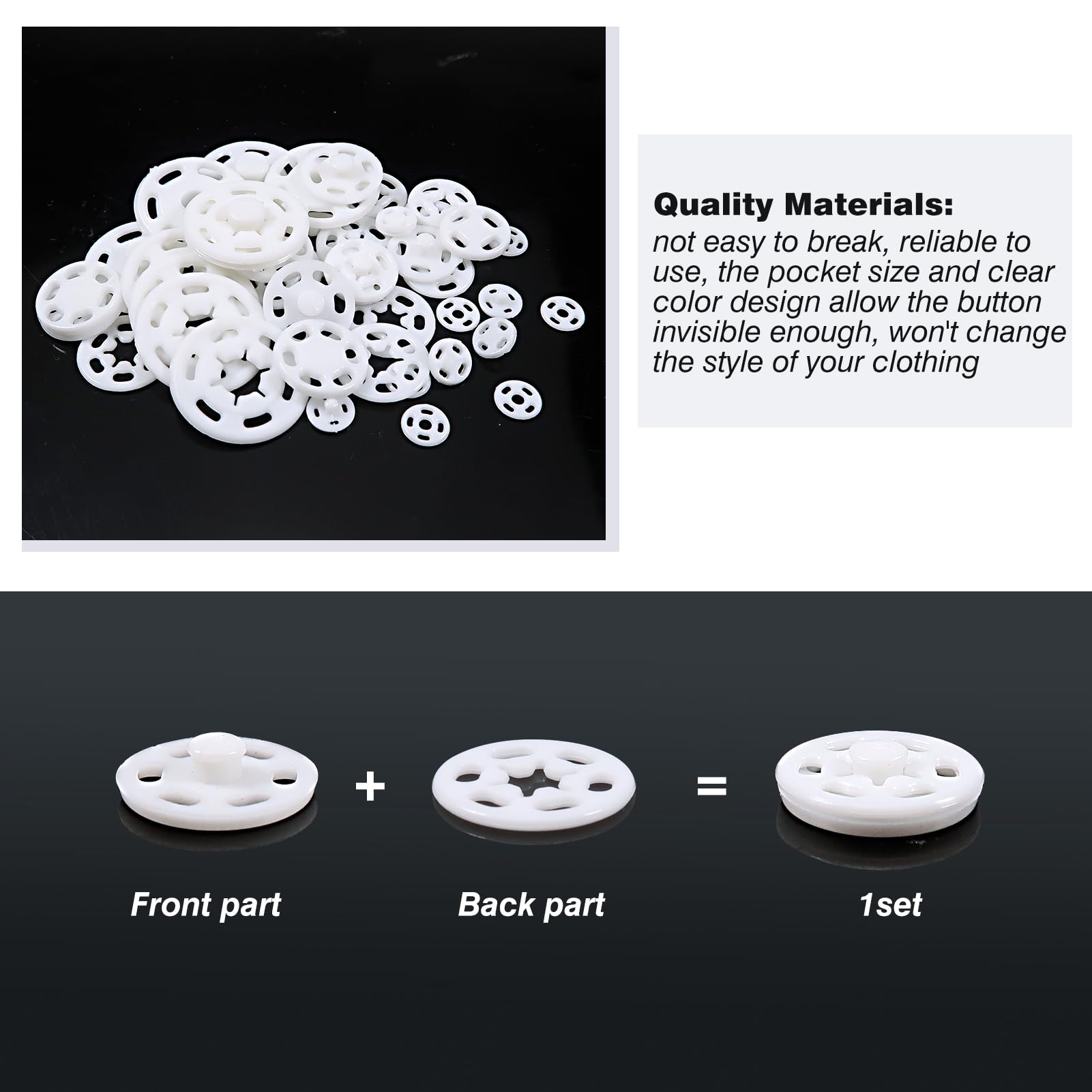 120 Transparente Druckknöpfe - Unsichtbare Knöpfe Zum Annähen
