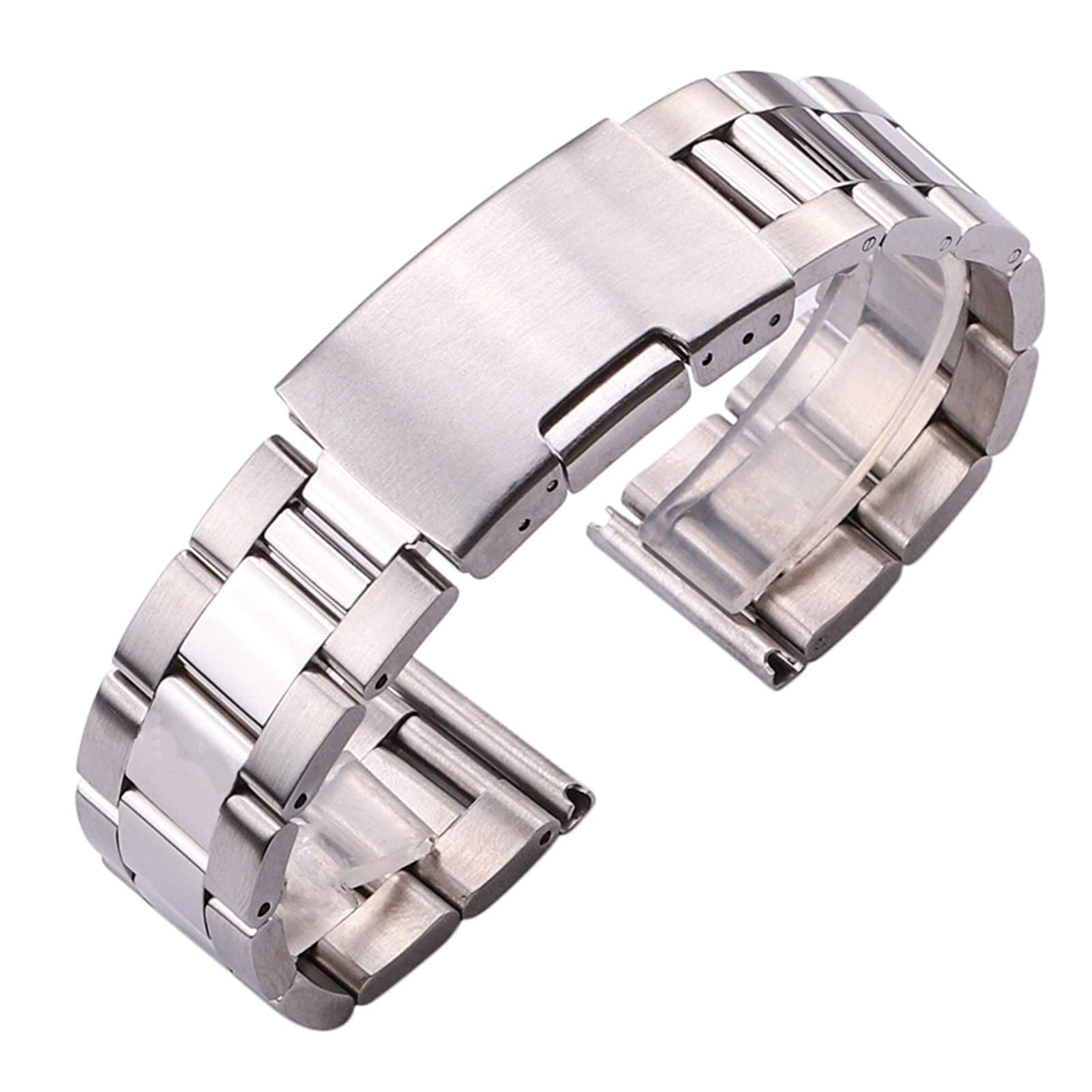 Correa de Reloj, Reloj de Acero Inoxidable Macizo con Extremo Recto de Metal, Correa de Repuesto para Reloj Negro Dorado y Plateado, Pulsera qw