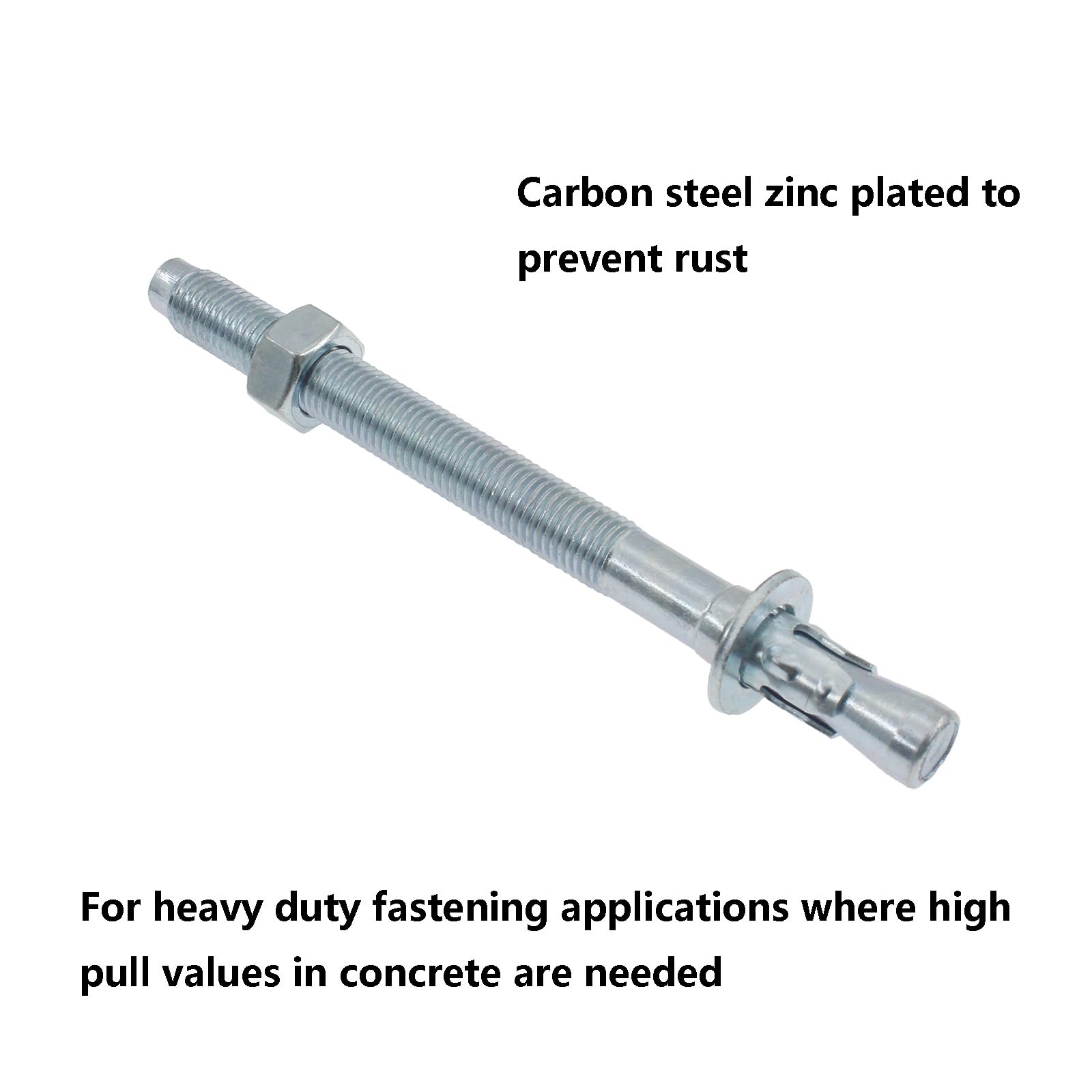 Zinc Plated Concrete Anchors,Heavy Duty Wedge Anchor Fasteners Bolt Anchors for Concrete and Cement 5 Pack