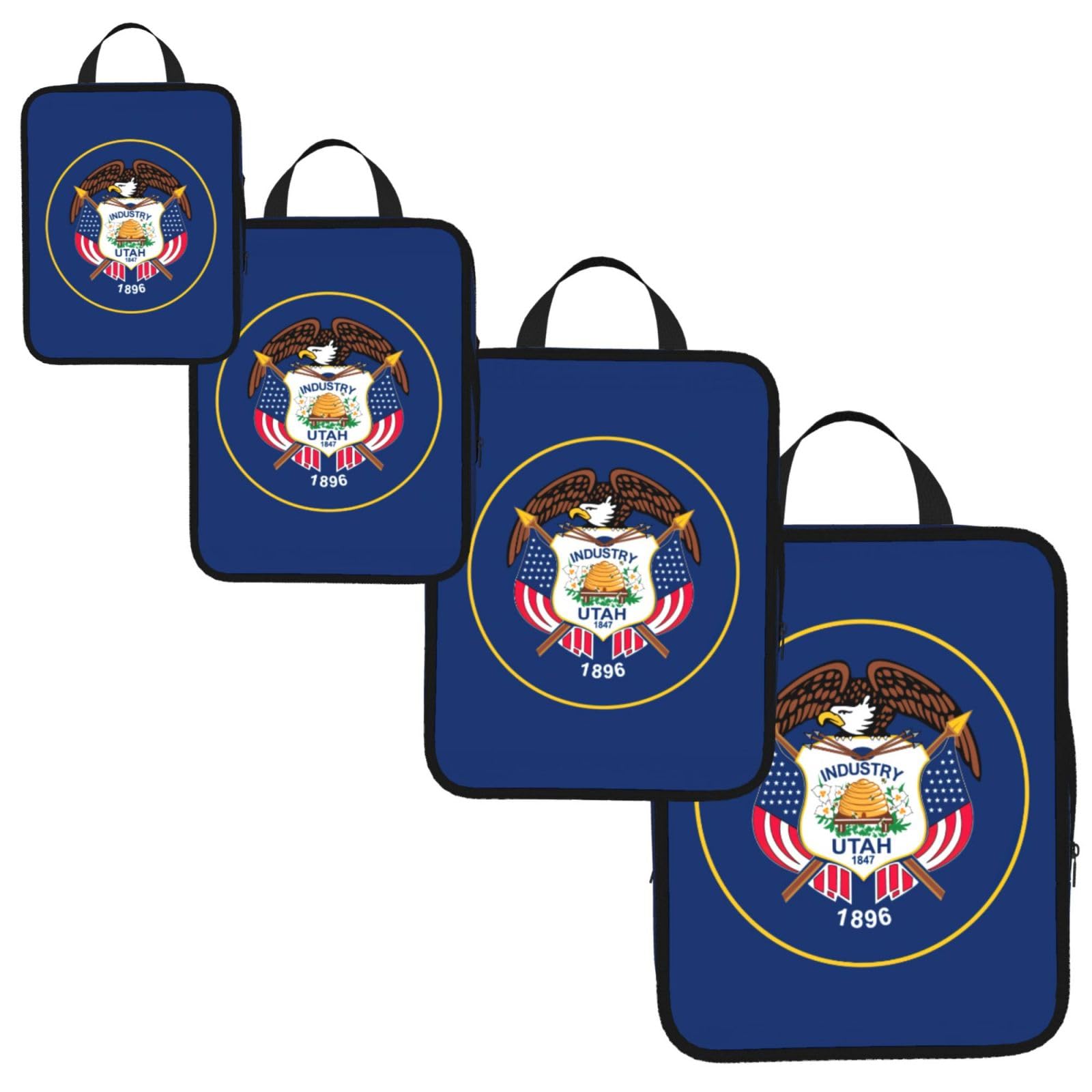 Utah Flag Print 4 Set Compression Packing Cubes for Suitcases,Expandable Storage Bag Organizers