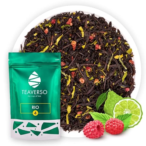TEAVERSO Rio Schwarztee Komposition mit Limettenblatt und Himbeere, Hochwertiger Schwarzer Tee Lose, Ausgewählte Teeblätter, Einzigartiges Aroma, Aromabeutel mit Zippverschluss, Ceylontee, 100g… Cover