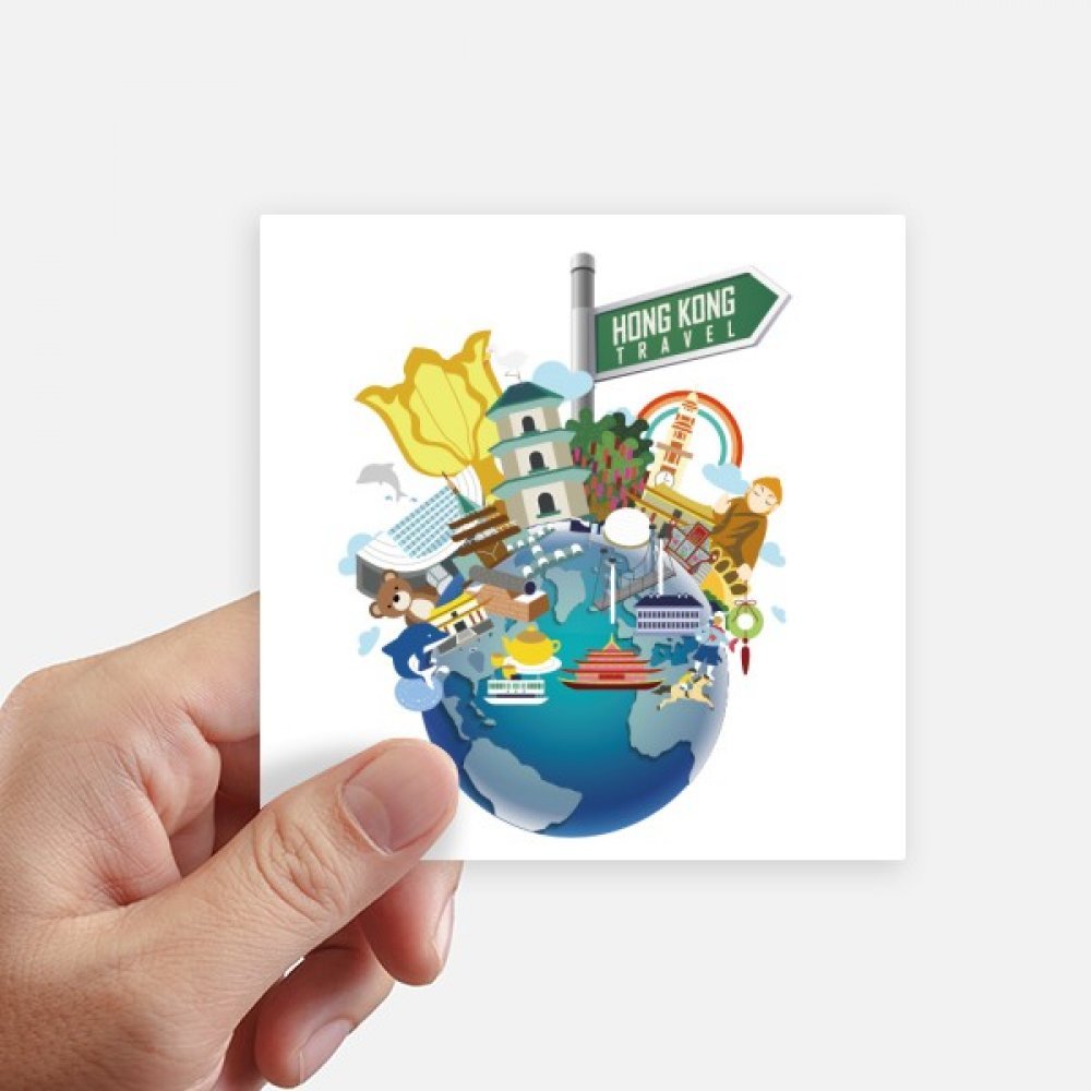 Stickers Chine Hong Kong pour valise et ordinateur portable - Déco voyage imperméable 10cm x 10cm