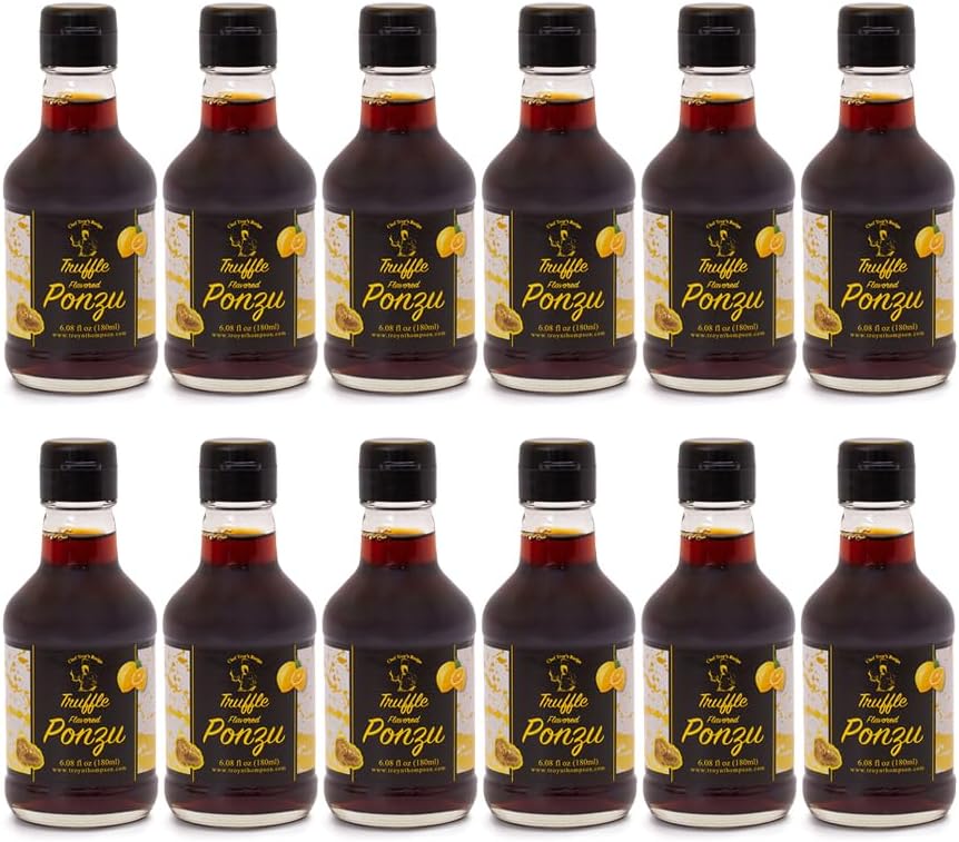 Mishima Foods | Truffle Flavored Gourmet Japanese Ponzu with Truffle Essence | Unique Fusion of Traditional Japanese Flavors | Perfect for Marinating or Dipping (6.08 fl oz x 12 bottles)