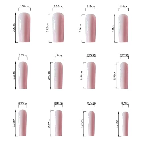 Miniatura 5 de Uñas postizas a presión de color rosa, uñas postizas largas cuadradas de color sólido con diseños, uñas acrílicas extralargas reutilizables, uñas