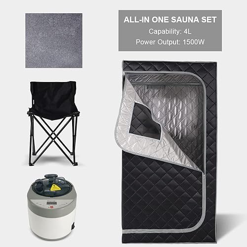 Miniatura 3 de Smartmak Juego de sauna de vapor para el hogar de cuerpo completo, olla de vapor grande de 4 L, sauna portátil para una persona, spa con control