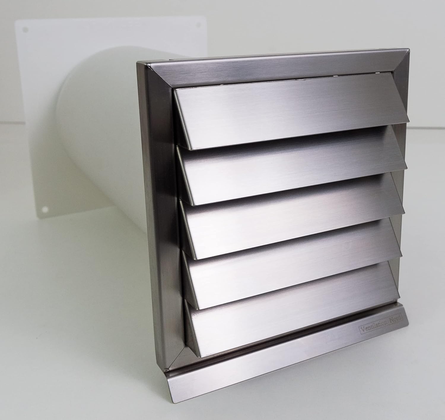 Ventilation-Nord Energiespar Edelstahl Mauerkasten Ø150 mit zwei Rückstauklappen | Wetterschutz, Tropfkante & Einfache Montage (ohne Insektenschutzgitter aus Edelstahl)