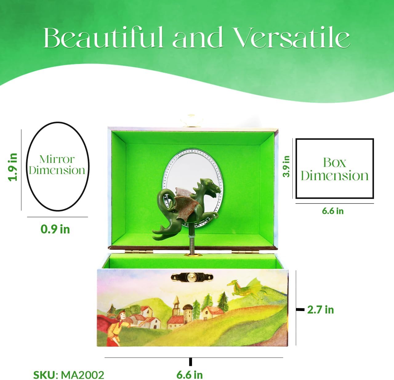 Enchantmints Playful Dragon Musical Jewelry Box for Girls & Boys Dragon Spins to "The Sorcerer's Apprentice" Treasure Storage - Image 5