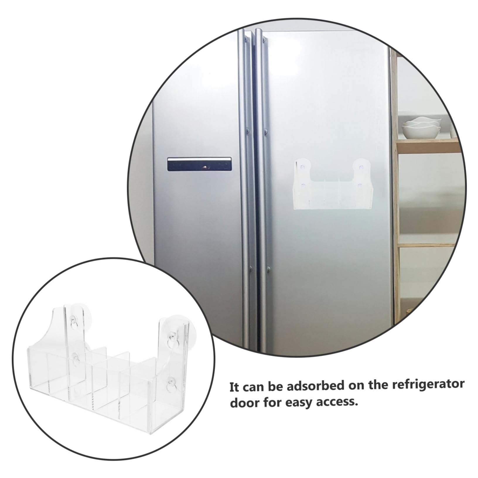 Organizer per Frigo in Acrilico 5 Scomparti e Ventose, Mensola Frigorifero Versatile per Fridge Organization in Cucina e Negozio
