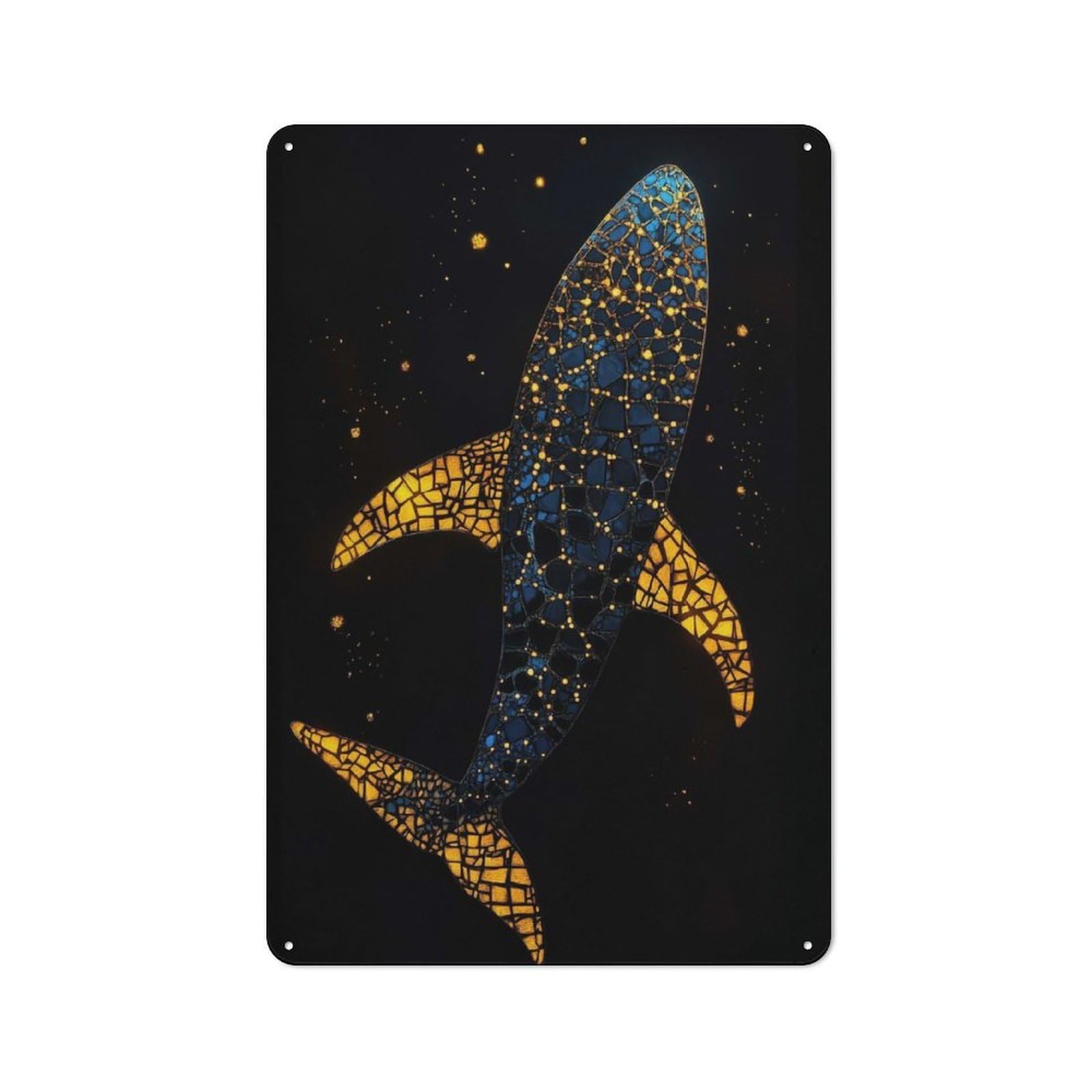 Junmoney Mosaic Whale In Space Metal Wall Sign 30X20cm Featuring For Bar Or Restaurant, For Restaurant Interior Fans