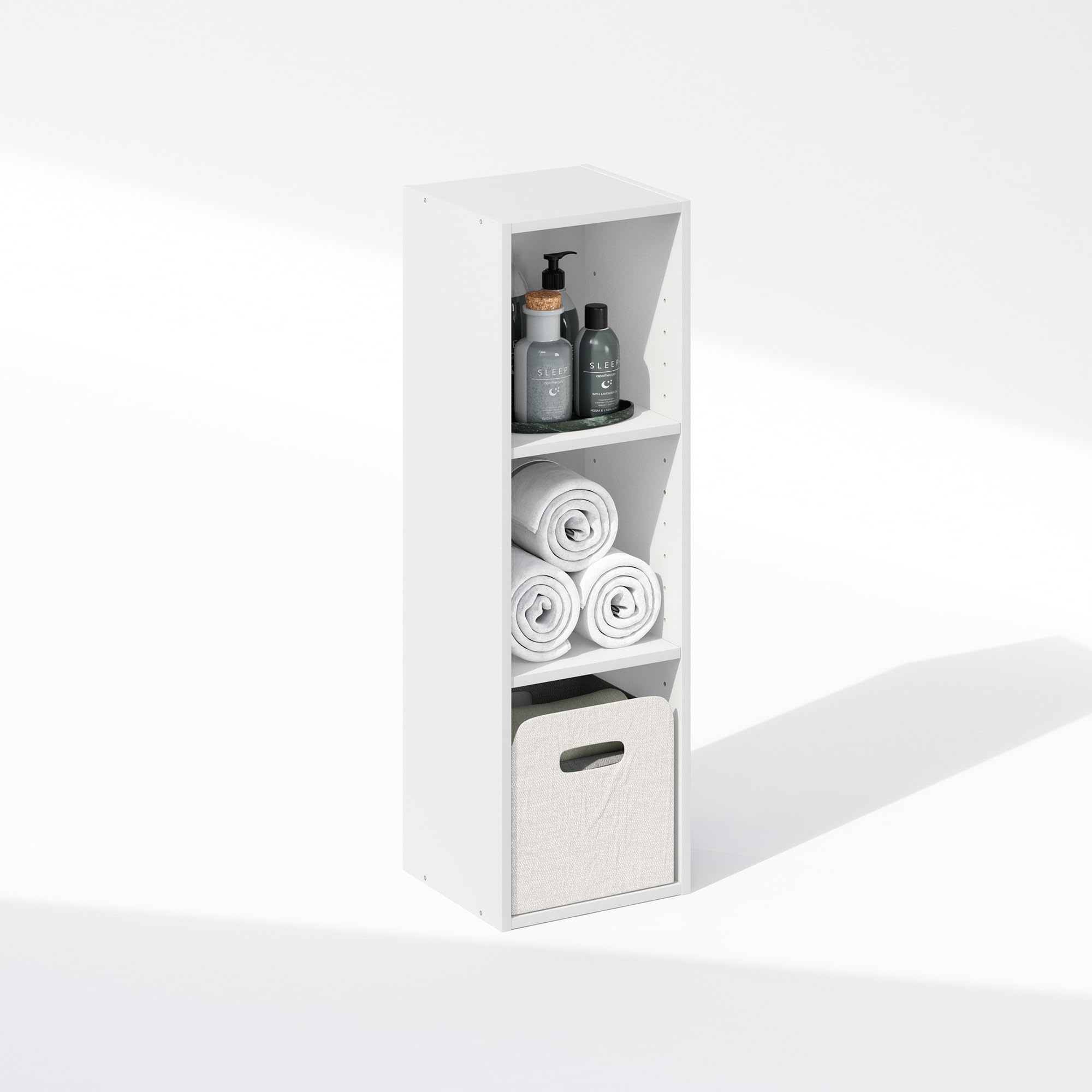 Furinno Reed - Scaffale portaoggetti multiuso a 3 ripiani, per abbigliamento e armadio, larghezza 25,4 cm, colore: bianco