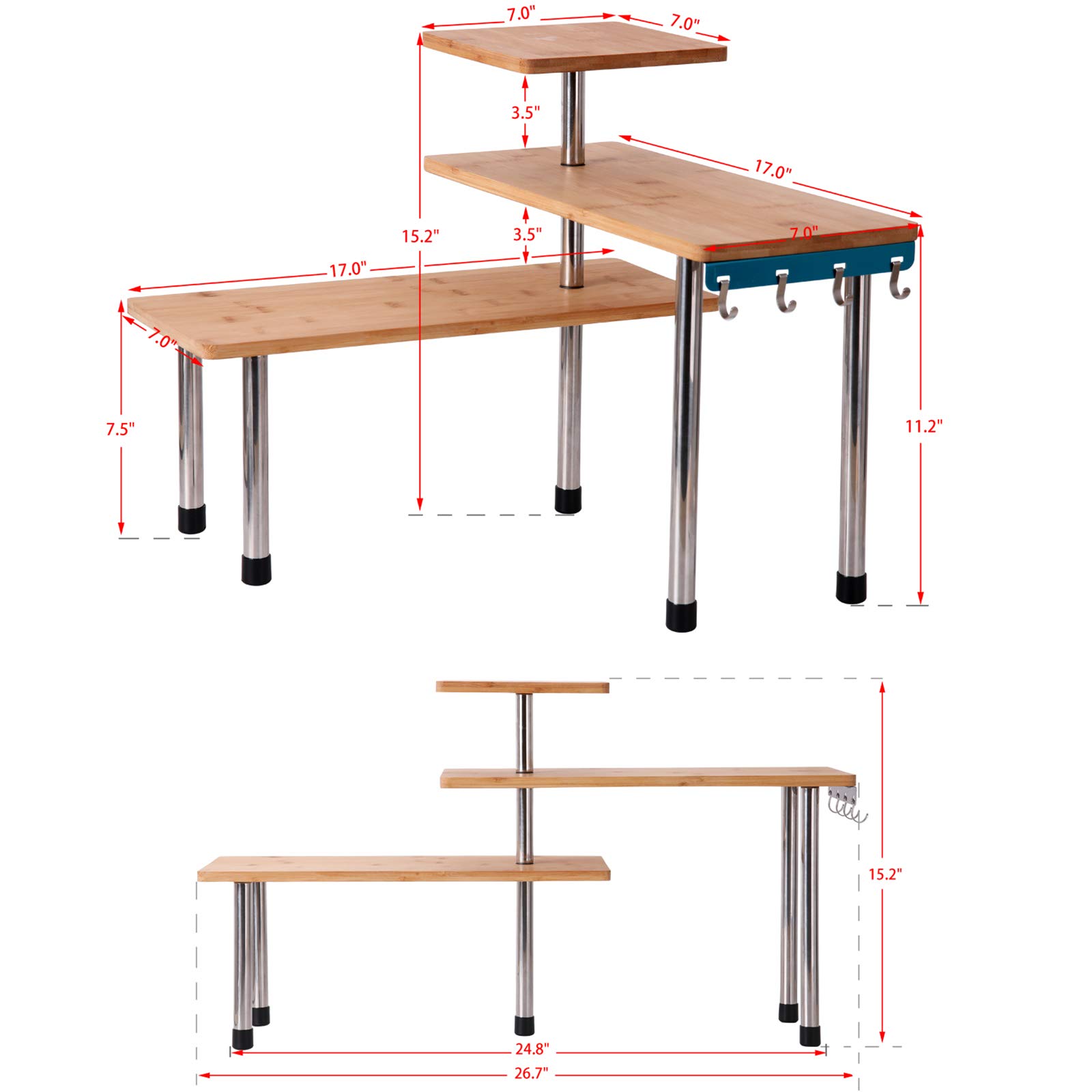 Ollieroo Upgarde 3 Tier Desktop Organizer Office Kitchen Corner Shelf