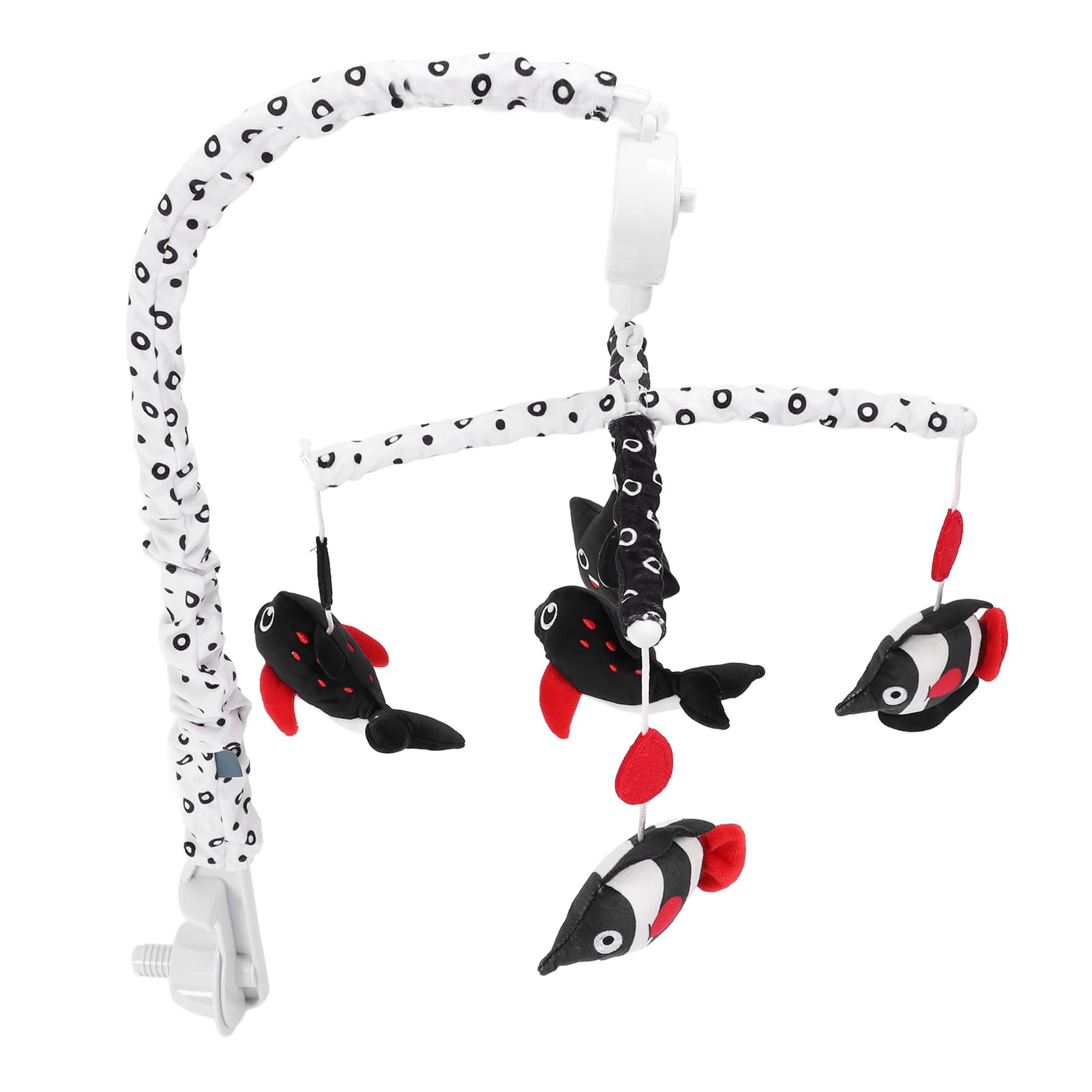 Cuna de bebé Móvil juguete musical Cuna móvil alto contraste negro rojo rojo suave peluche prevenir el estrabismo para la habitación de la guardería infantil (Océano)