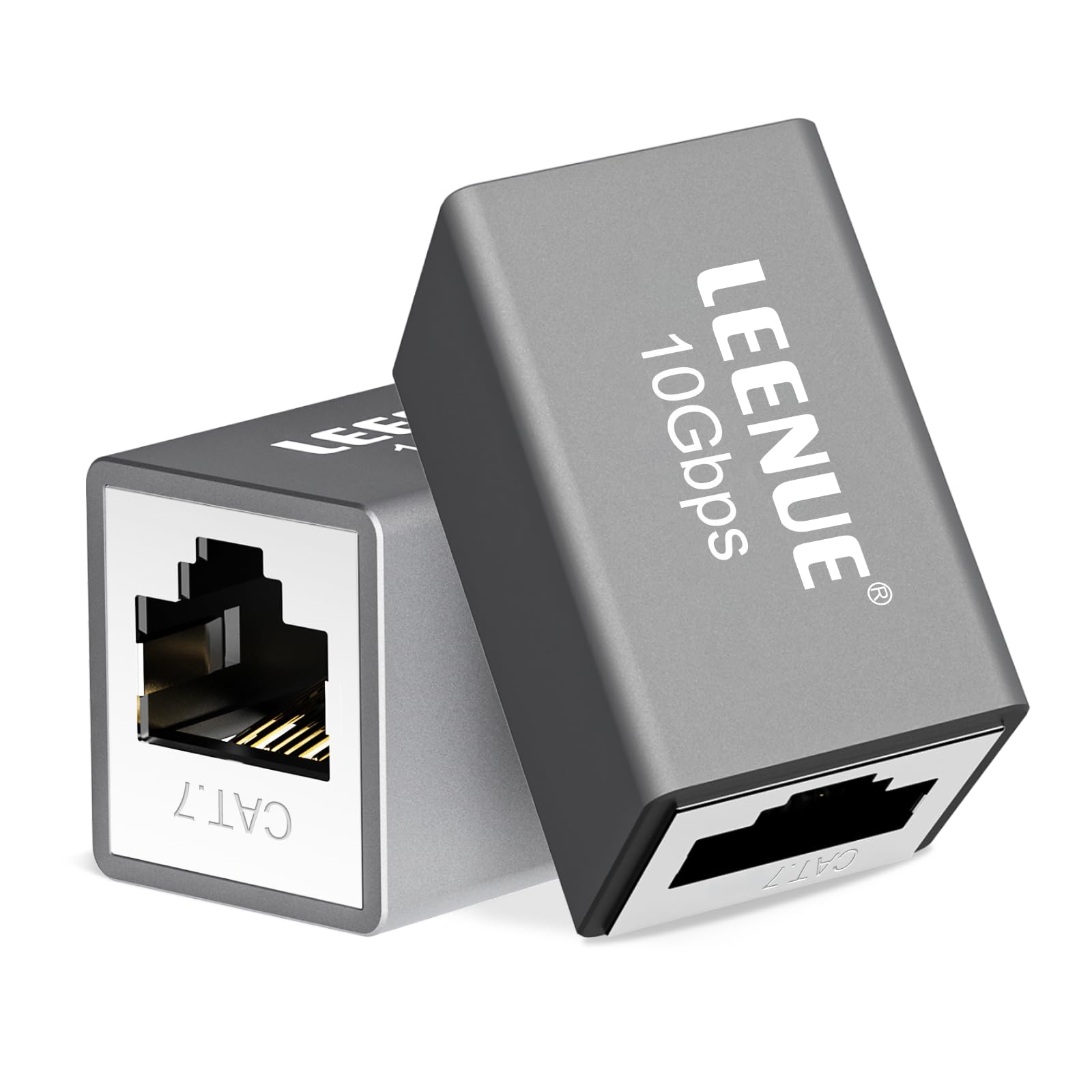 LEENUE Netzwerkkabel Verbinder Cat7, 10 Gbit/s 600 MHz, Silbergrau, 2 Stück