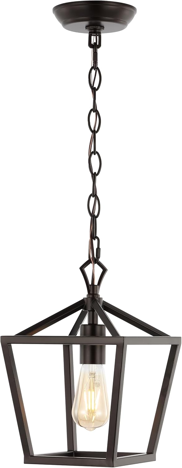 JONATHAN Y JYL7618A Pagoda 8" 1-Light Vintage Farmhouse Iron Chain Pagoda LED Pendant Minimalist, Rustic, Industrial, Classic, Casual, Living Room, Dining Room, Bedroom, Foyer, Oil Rubbed Bronze 8" Oil-Rubbed Bronze