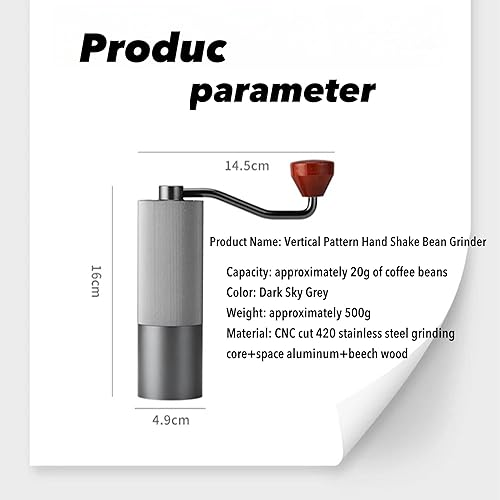 Miniatura 5 de Molinillo de café manual, capacidad de 1.06 oz con fresas cónicas de acero inoxidable CNC para molinillo de mano, molino portátil, eficiencia de