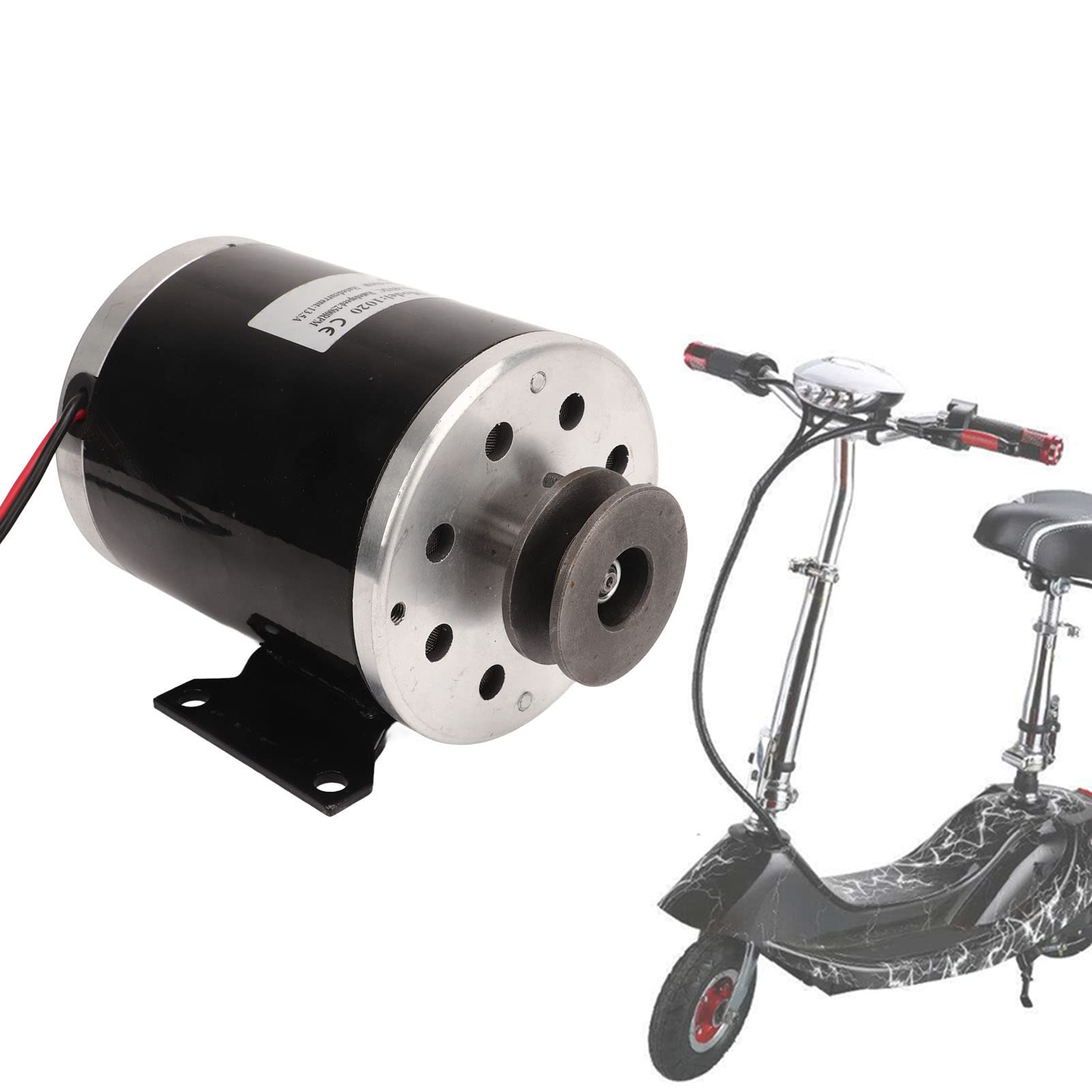 Cryfokt Motor de Polea Eléctrica de 500W, Aleación de Aluminio Cepillado de Poco Ruido para Bicicletas Eléctricas, Scooters y Motocicletas