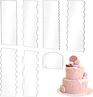 SenseYo 7 Pcs Acrylic Cake Icing Scraper Smoother Comb with Double Sided for DIY Mousse Butter Cream Cake Decoration