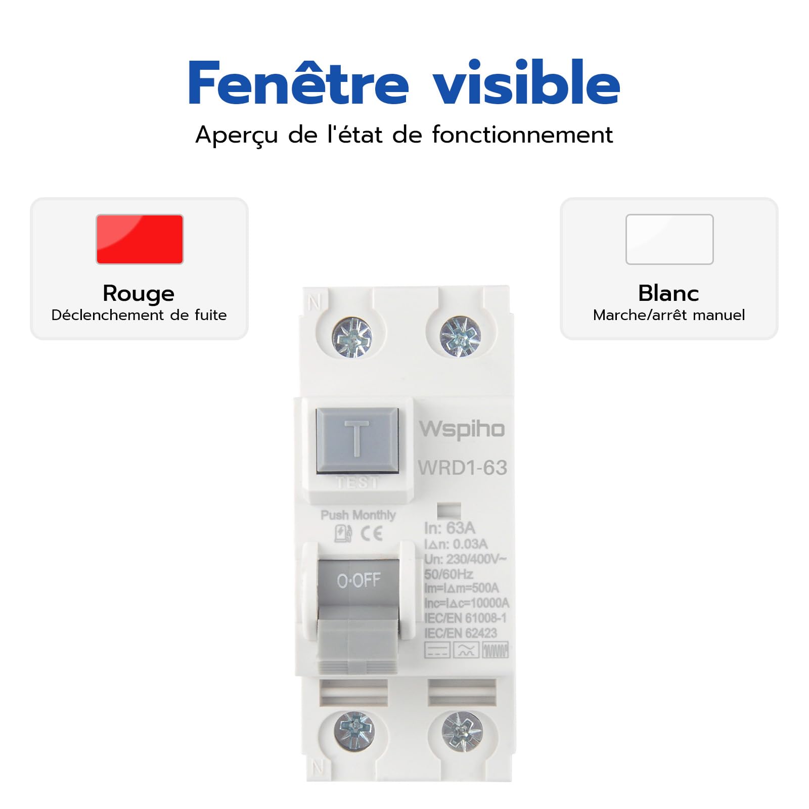 Disjoncteur différentiel FI type B 63 A 30 mA 2 pôles RCCB pour EV