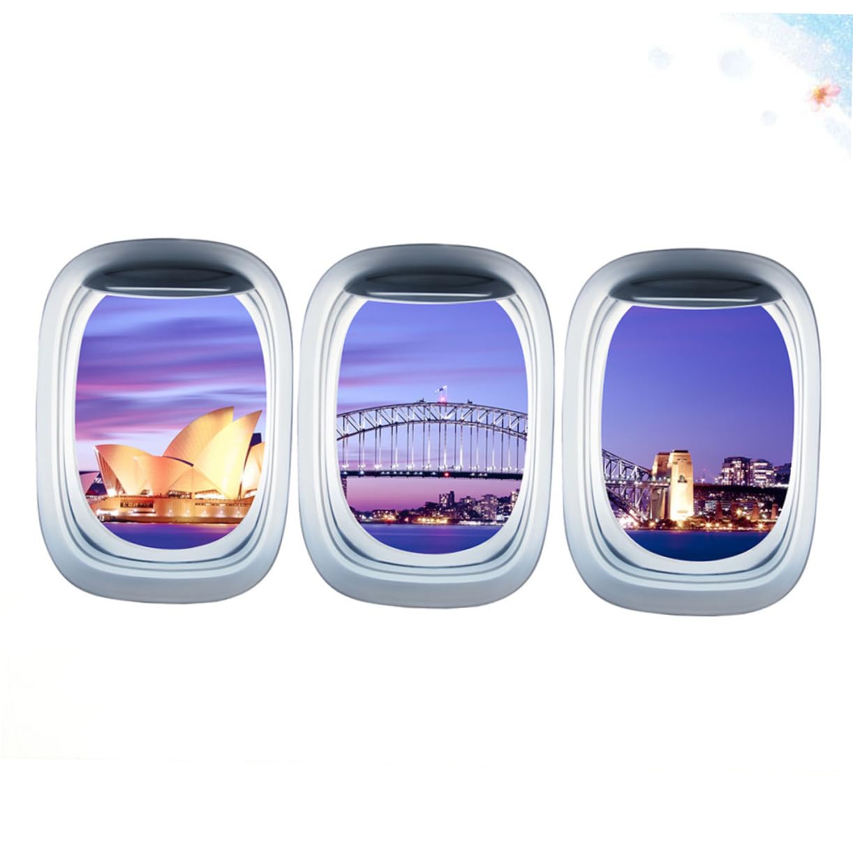 Housoutil 3pièces Autocollant Mural Fenêtre Décoration Auto-adhésive Amovible Paysages Urbains Pour Chambre Garçon Fille Adhésif Décoratif Original Pour Murs Et Portes