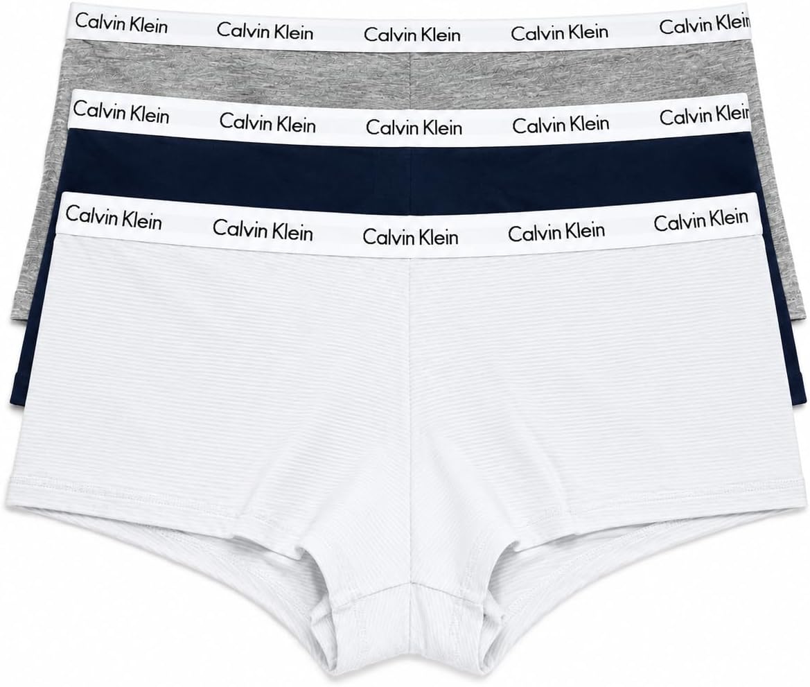 Calvin Klein Carousel Logo Cotton Stretch Boyshort Panties, 3 Pack
