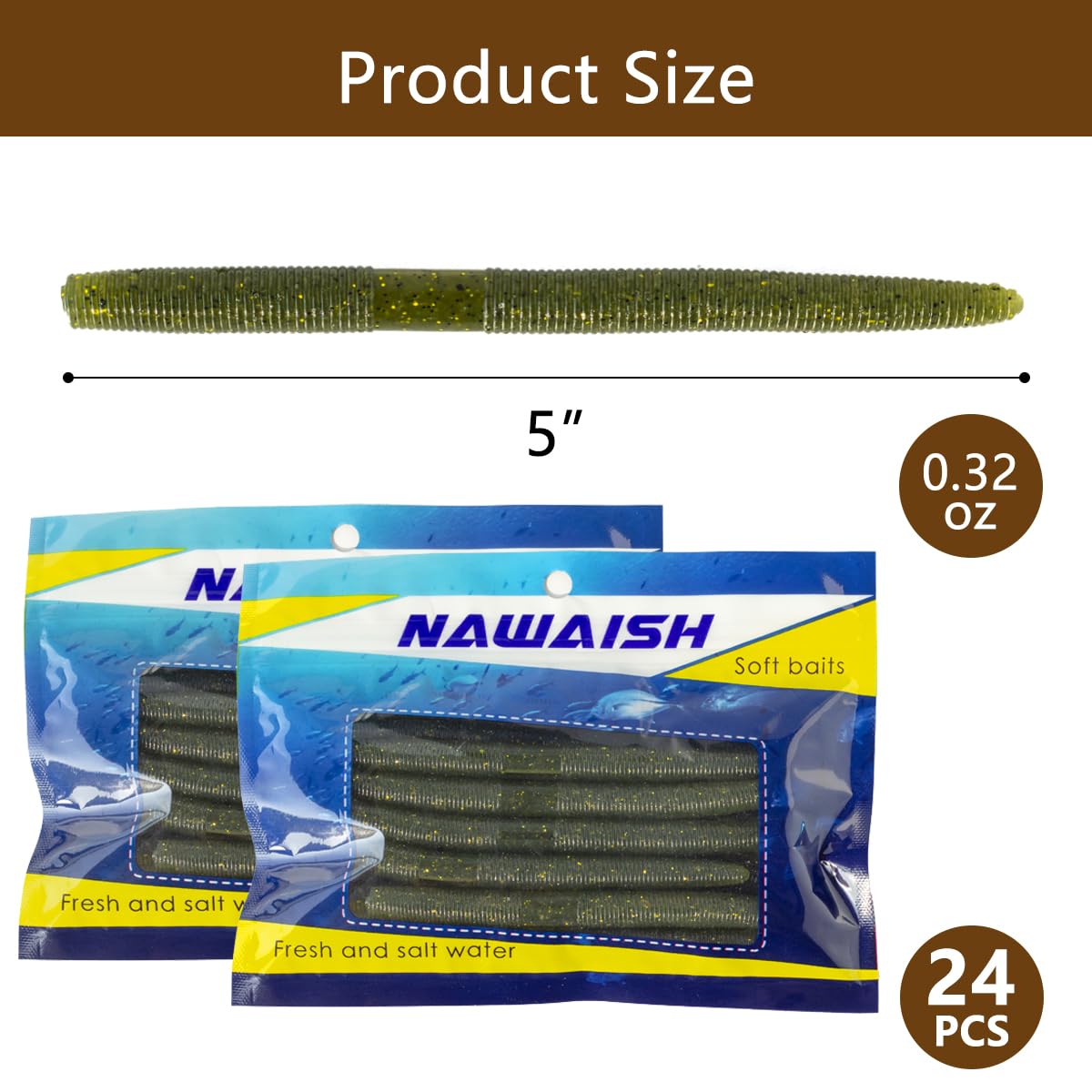 Señuelos blandos tipo Senko de gusano recto de 13 cm para pesca de lubina con montaje Wacky Rig
