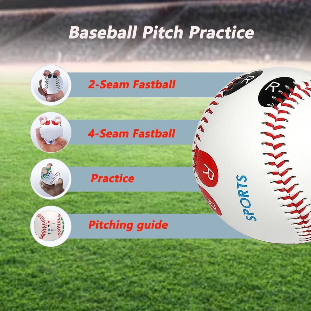 LOOEEL 4 PCS Pitch Practice,Training Baseball Pitching Grip Pitch Practice,Finger Placement Markers Baseball Training Equipment for Teenagers Beginners to Learn Multiple Baseball Grips.-Soft/Hard