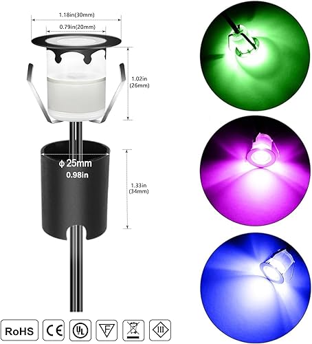 Miniatura 9 de RNEHON - Luz LED empotrable de color blanco cálido, luces de paso de bajo voltaje de 12 V con carcasa protectora, 1.18 luces de paisaje al aire