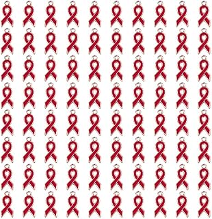 CRAFFANCY 80Pcs Green Colors Ribbon Pendants, Mini Plastic Enamel Awareness Ribbon Charm Accessories for DIY crafts Necklace Bracelet Jewelry Making