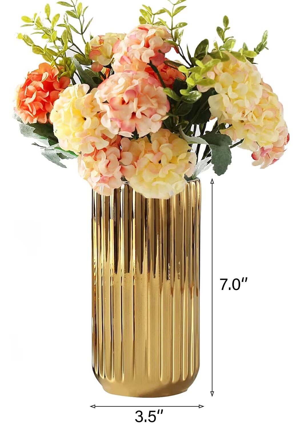 WHJY 7 inch Nordic Minimalist Ceramic Vase, Creative Home Decoration, Home, Office, Centerpiece,Table and Wedding, Bridal Shower - Gold Finish