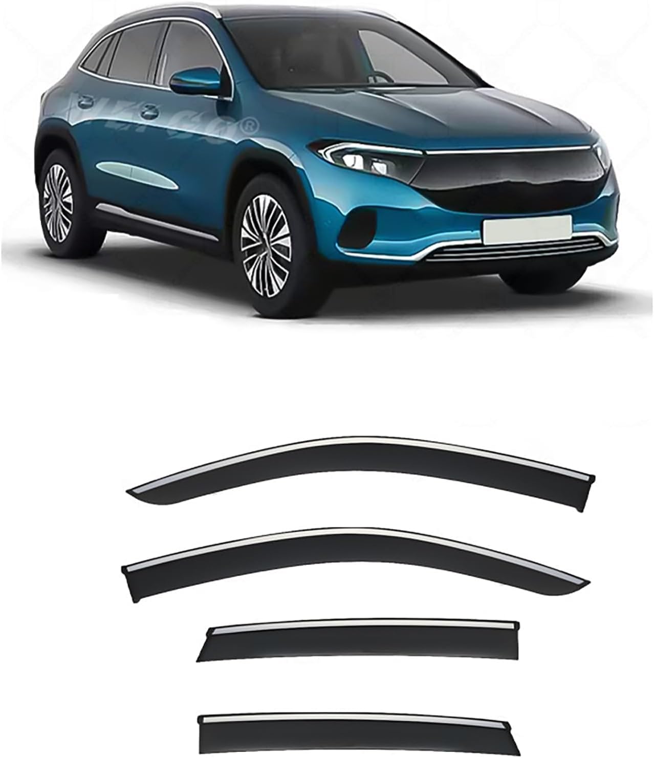 FengXH Window Deflectors for Benz EQA MK1-H243 2022++ - 4pc Smoke Tint, Waterproof, Noise Reducing.