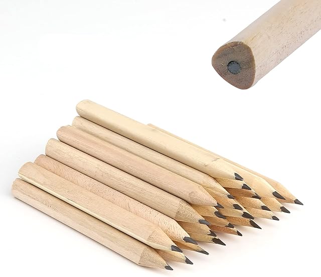 LUTER 24pcs Short Pencils Mini Wood Pencils Round Pencils Short Wood Pencils Bulk for Preschoolers Toddlers Kindergarten School Home (Triangular)