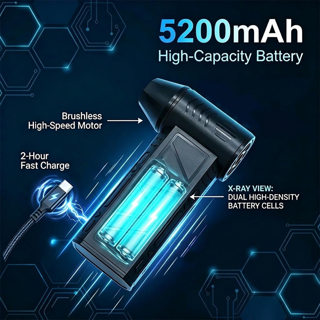 Soplador de Aire Comprimido Eléctrico 150000RPM, Air Duster Potente para Limpieza PC y Teclado 4 Velocidades Ajustables Reutilizable Plumero de Aire Inalámbrico con Luz LED para Coche Hogar