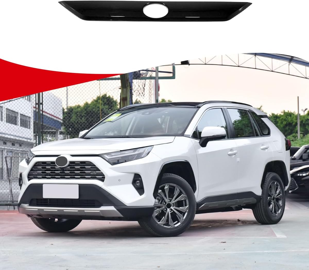 Car Accessories Exterior Rear Trunk Logo Lid Tail Gate Cover Trim Compatible with Toyota RAV4 2019-2025 2026 (Glossy Black) 1PC ABS