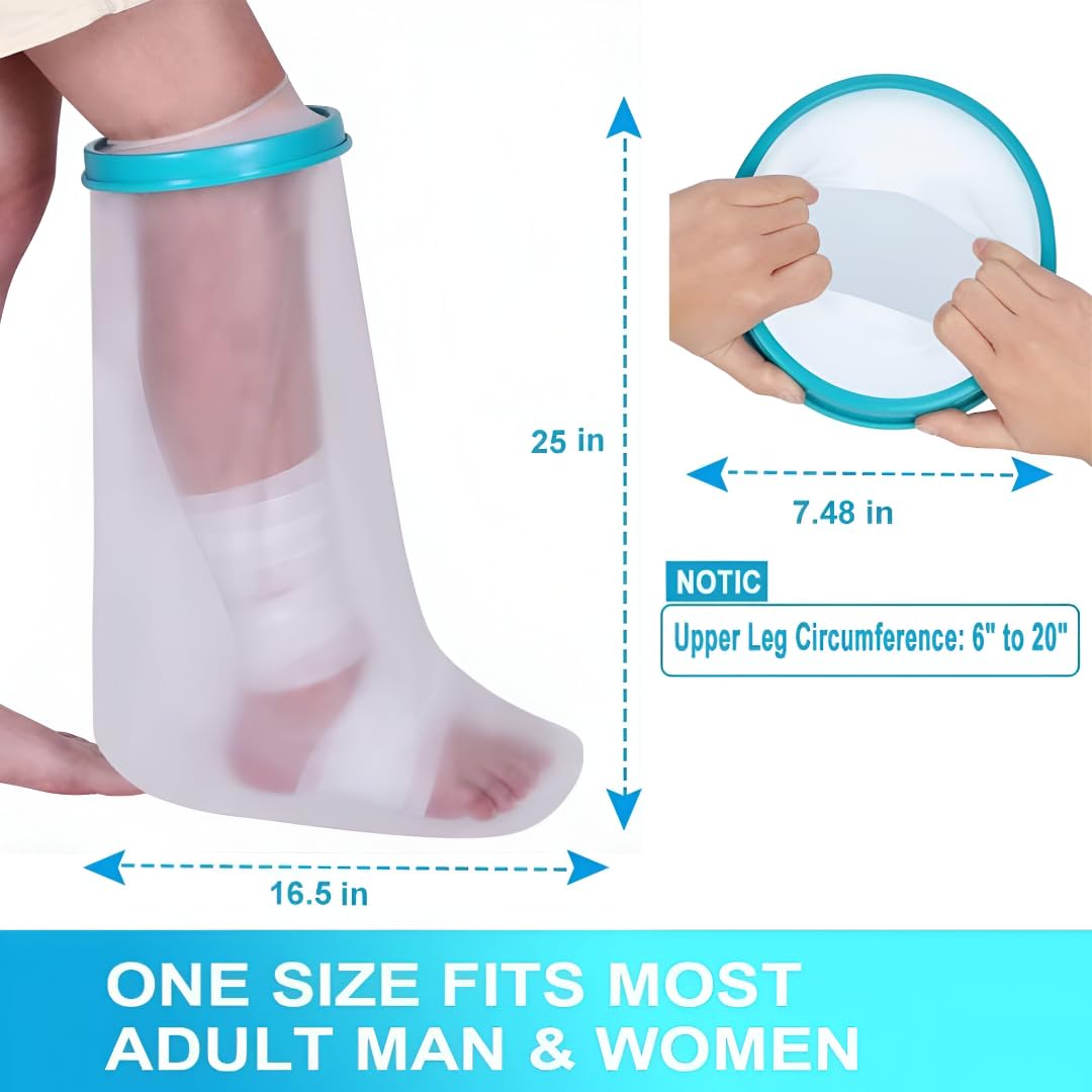 Glitzn Waterproof Cast Cover Watertight Protector for Shower and Bath Reausable Cast Bandage Protector Soft Comfortable Seal to Keep Wounds Dry (Lag Cast Protector) 4
