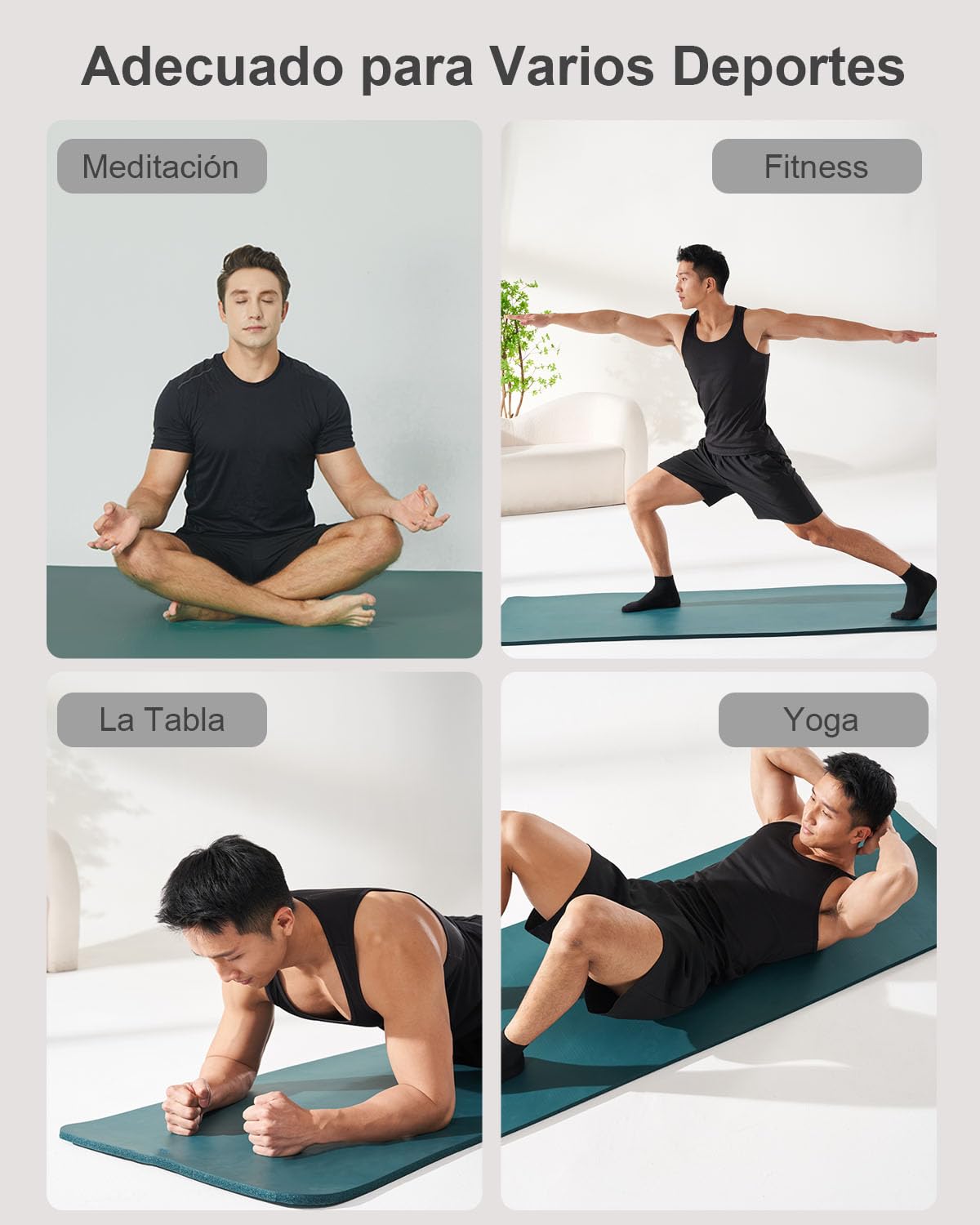 Esterilla Fitness Gruesa 15mm 183cm x 61cm NBR Esterilla Yoga Antideslizante para Yoga Pilates Gimnasia Fitness
