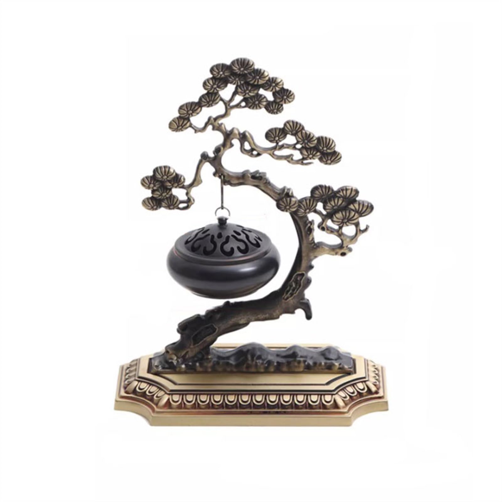 Incense Pot Vintage Copper Incense Burner Hanging Furnace Creative Pine Tree Shaped Tabletop Decoration And