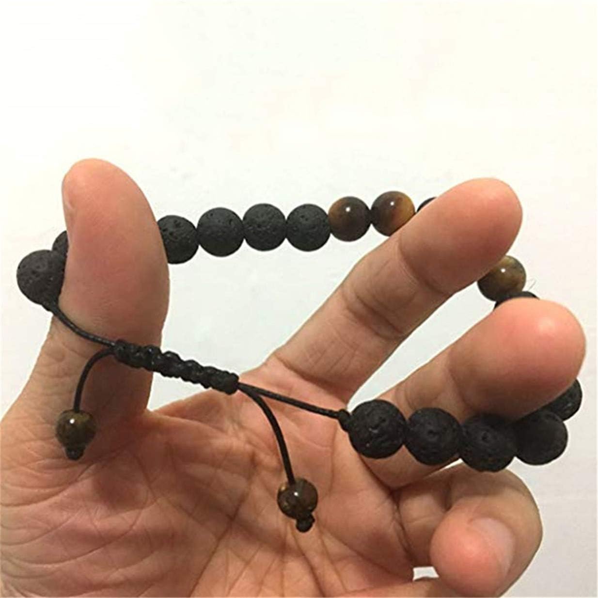 LALANG Handmade Lava Rock Stone Essential Oil Anxiety Diffuser Adjustable Bracelet Unisex(Style 3)
