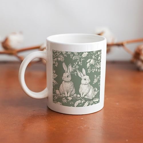 Miniatura 7 de Tazas de café de primavera de conejo, diseño de conejo, diseño botánico, para café, Día de la Madre, Navidad, cumpleaños, regalo para mamá