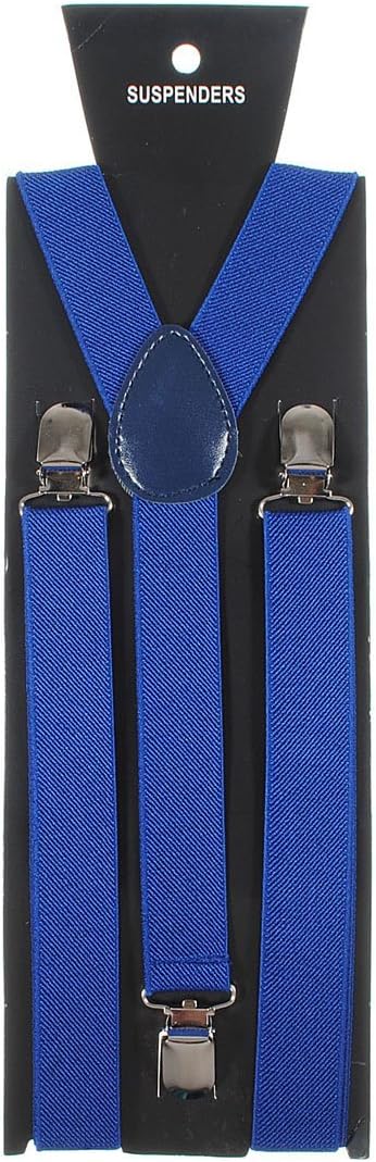 Adjustable Unisex Adult Child Elastic Clip-on Brace Suspender Y back Neon Belt,Sapphire
