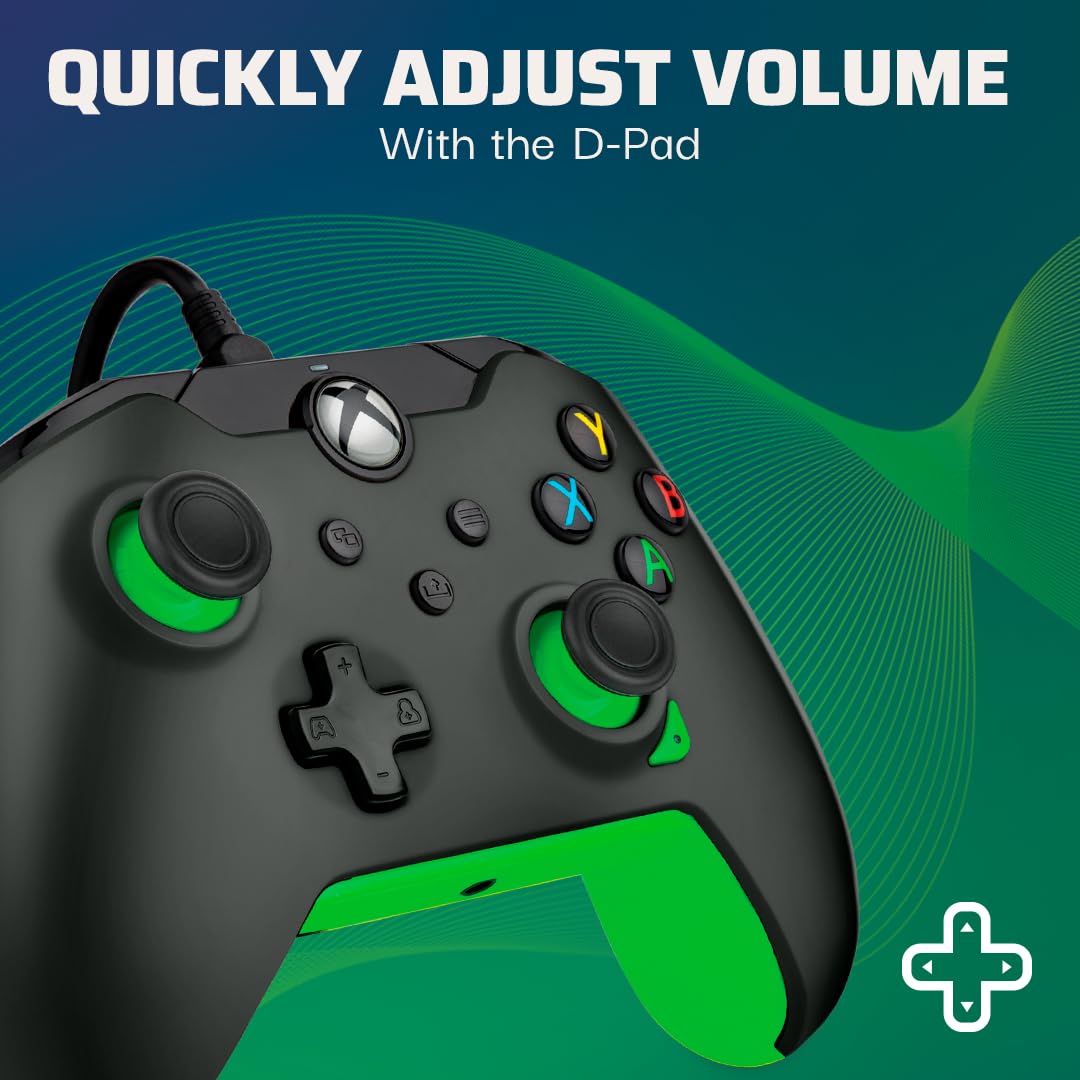 Close-up of controller D-pad with audio controls