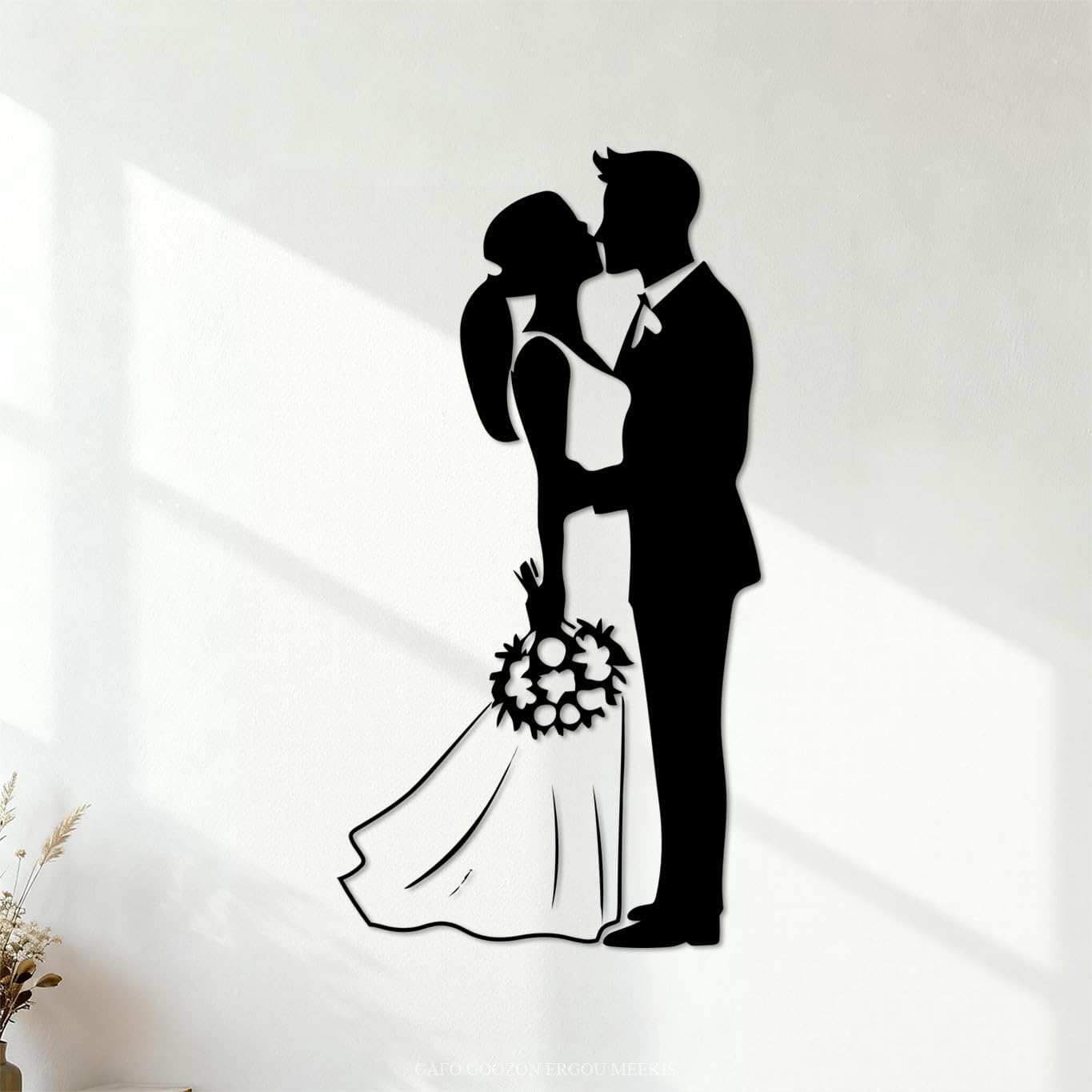 Ergou Stickerdecal-86418 Elegant Couple Silhouettes Wall Decals 47.6X90.2cm Removable Without Leaving Glue Black