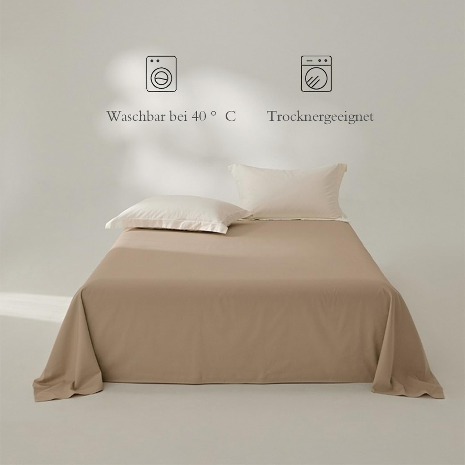 Bettlaken 200 x 245cm Betttuch ohne Gummizug Baumwolle Beige