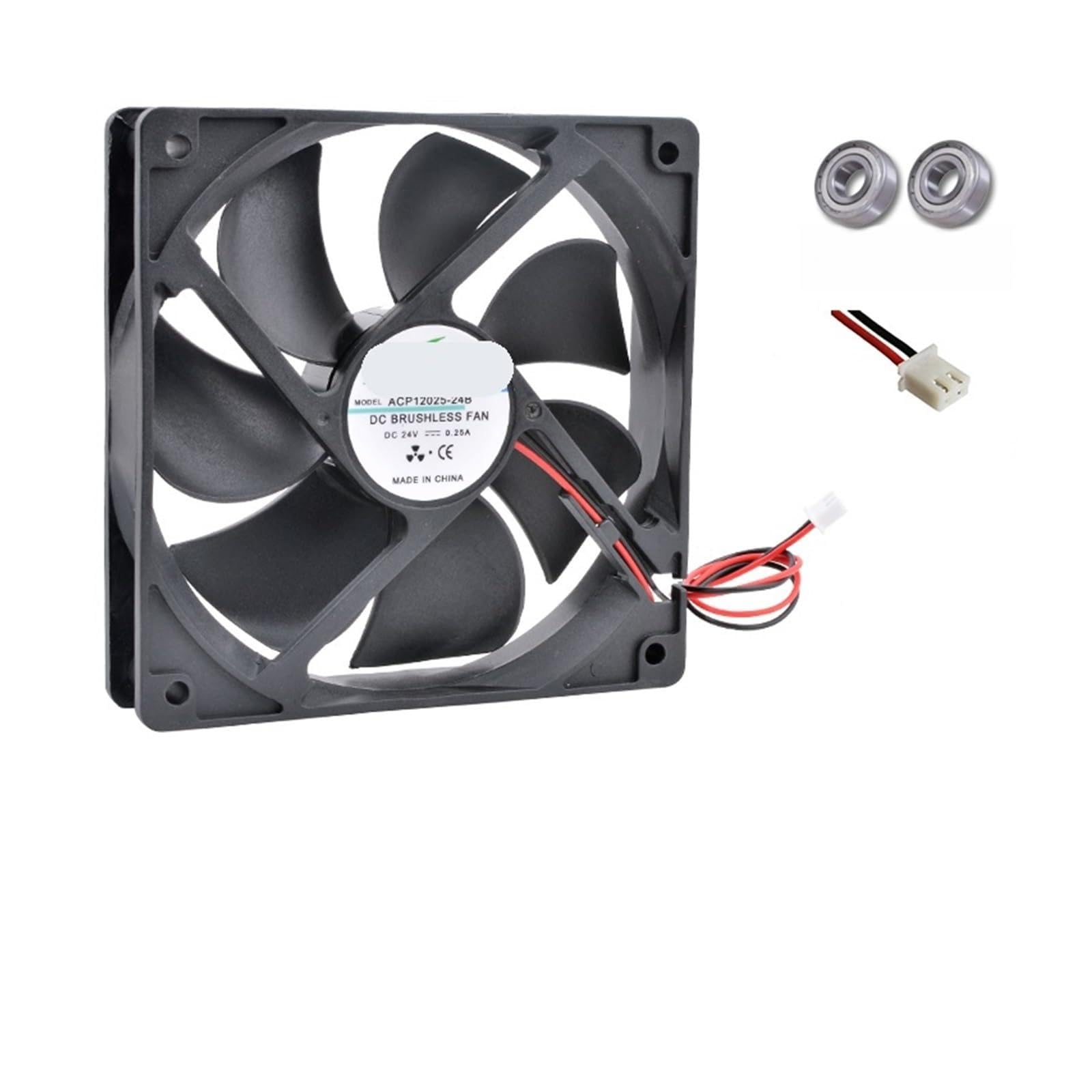JJKKOZVQF 12025 12cm 120mm fan 120x120x25mm DC5V 12V 24V 2Pin Cooling fan(12V Sleeve)