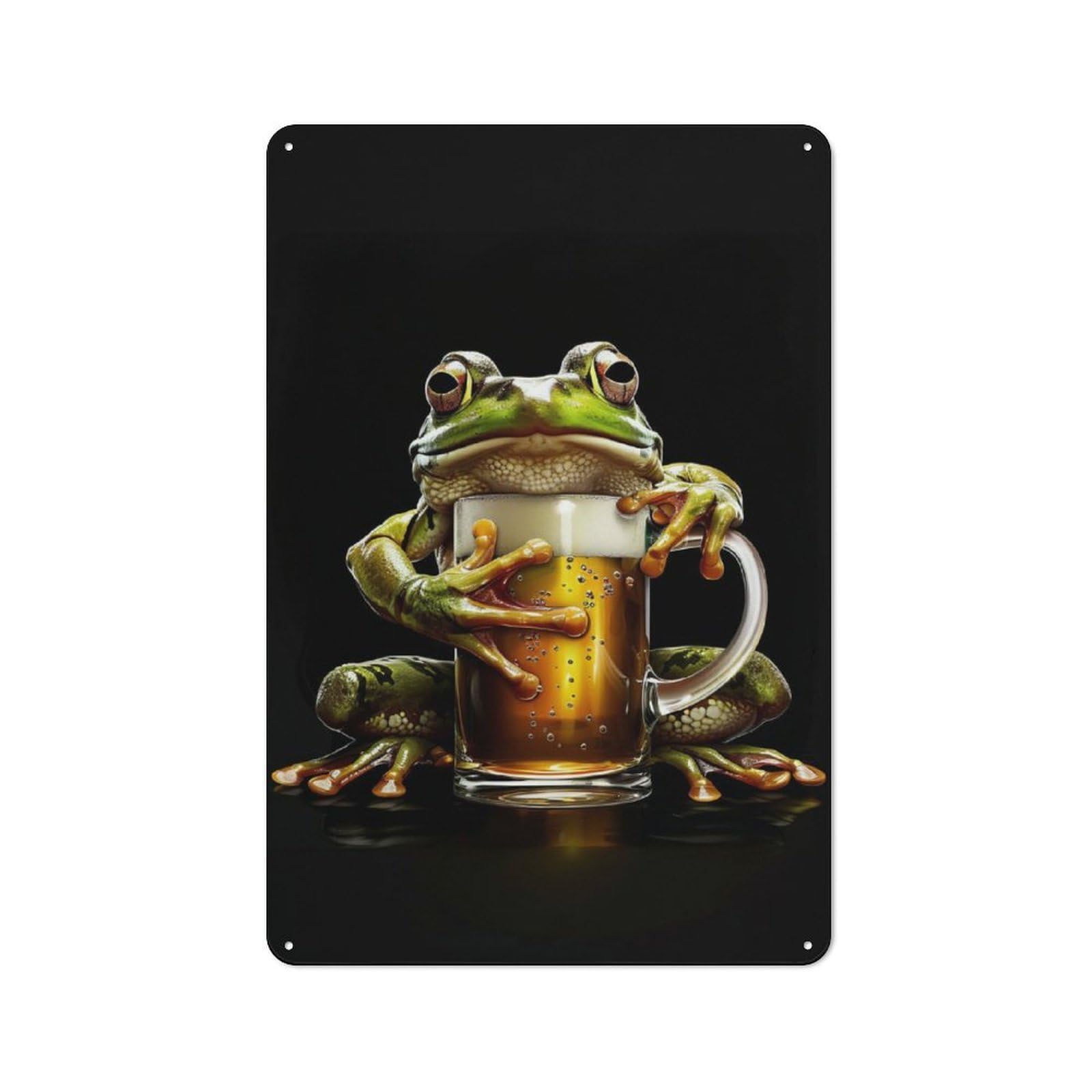 Junmoney Frog Beer Tin Sign 30X20cm For Workshop Wall, Rustic Wall Decor, Suited To Workshop Decor Fans
