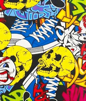 STColor SK005-4-Water Transfer Printing Film/Hydrographics Film/Hydro Dipping Film-Anger Graffiti Skull-50cmx400cm